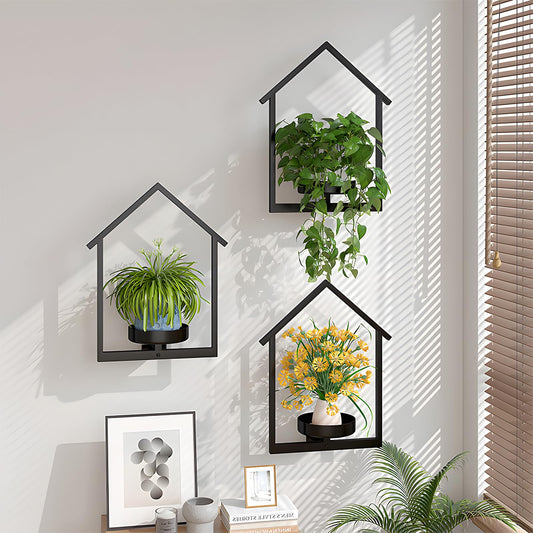 CWYEYE 2-Pack Wall Planters for Indoor Plants – House-Shaped Hanging Planter Shelf, Indoor Plant Holder Wall Mount, Window Plant Stand for Living Room, Entryway, or Outdoor Decor