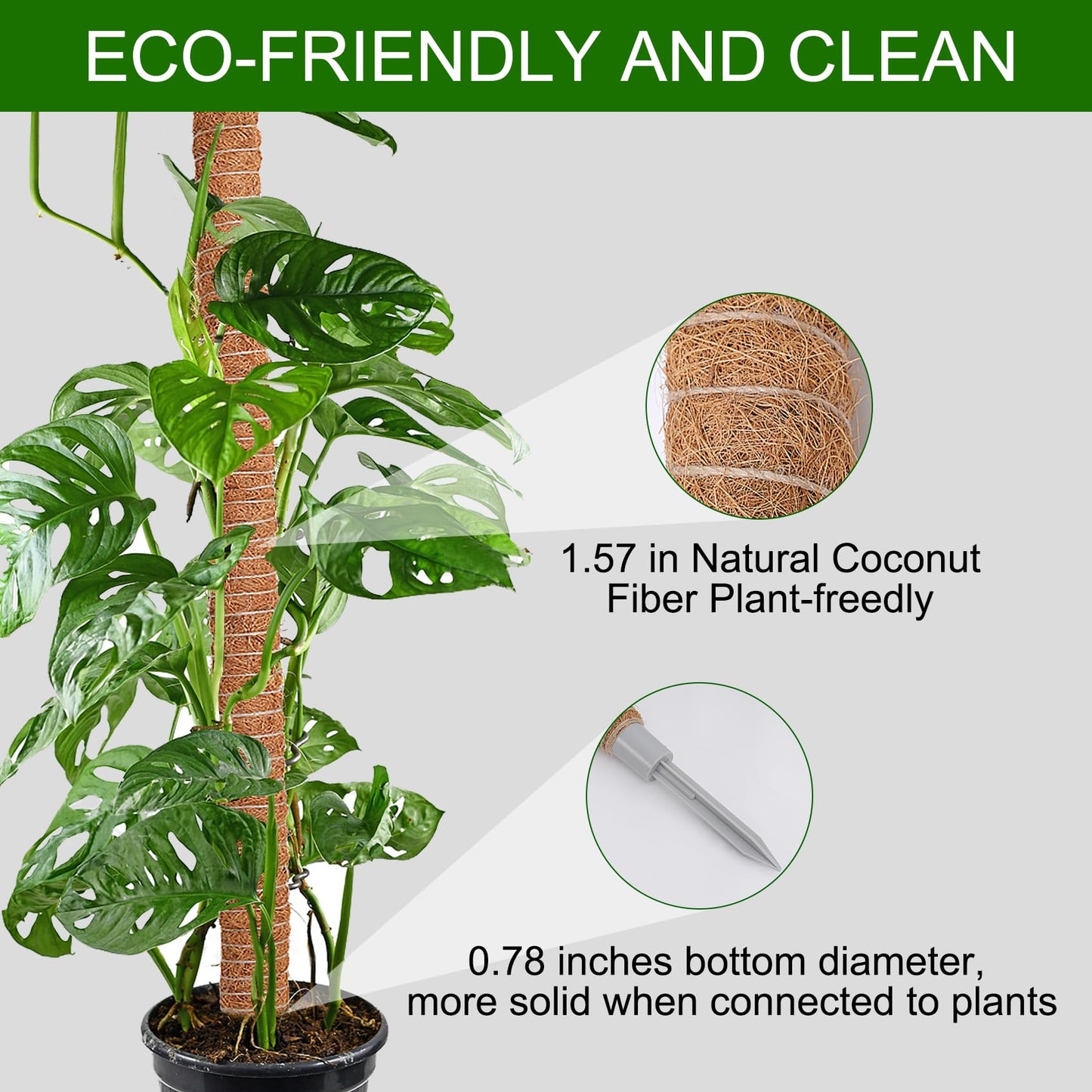 3 Pack 50 Inch Bendable Moss Pole Monstera Plant Support for Climbing Plants Indoor DIY Tall Moss Ploles Made of Coco Coir Sticks Support Stakes for Pothos Philodendron Potted Plants to Grow Upwards