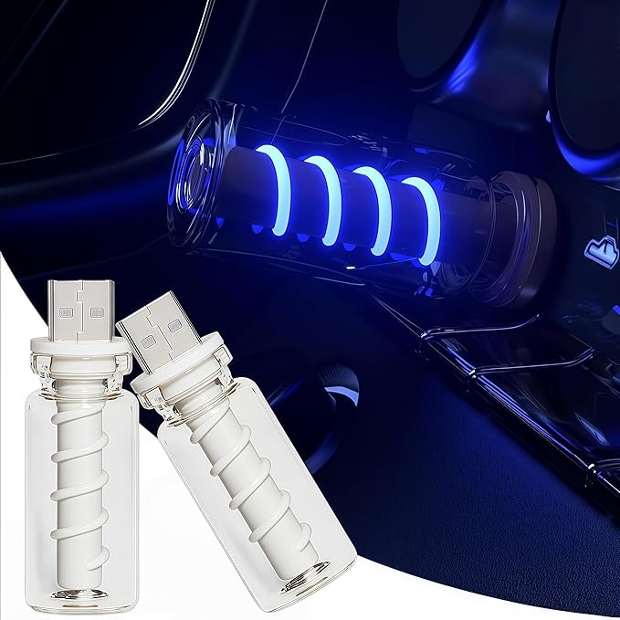 LED Car Interior Light, Touch Control USB Night Lamp, Retro Style Ambient Lighting for Auto, Bedroom, Desk (2PCS Blue)
