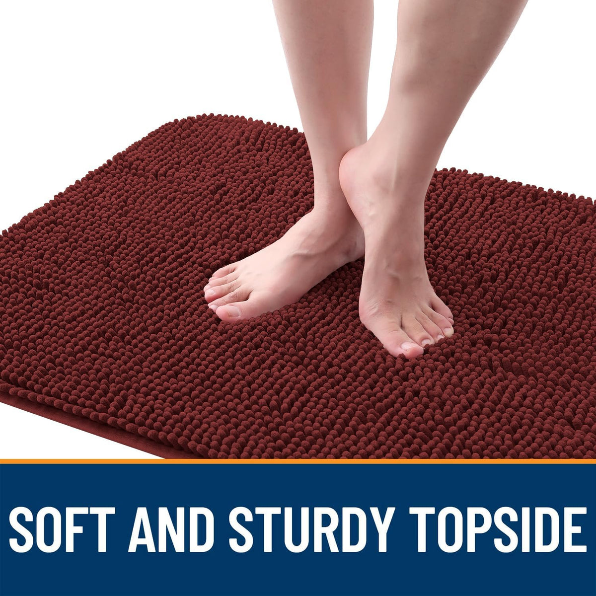 OLANLY Dog Door Mat - Absorbent Non-Slip Washable Doormat for Muddy Paws | 47x17 Inches, Caramel Russet