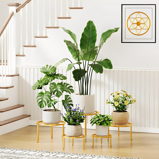 NQW 5 Pack Metal Plant Stands 5-Pack Round Supports Display Rack Tiered Plant Stand Shelf For Indoor Outdoor Multiple Plants Decoration Rack Shelf for Home