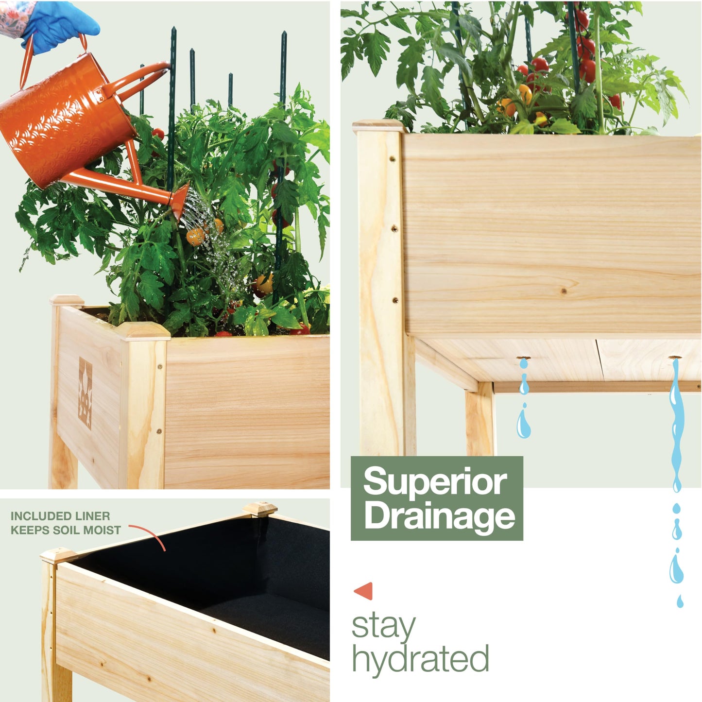 Maple99 Raised Garden Bed with Legs 48x24x30 - Natural Cedar Wood Elevated Planter Box with Bed Liner for Flowers, Veggies, Herbs - 200lb Capacity