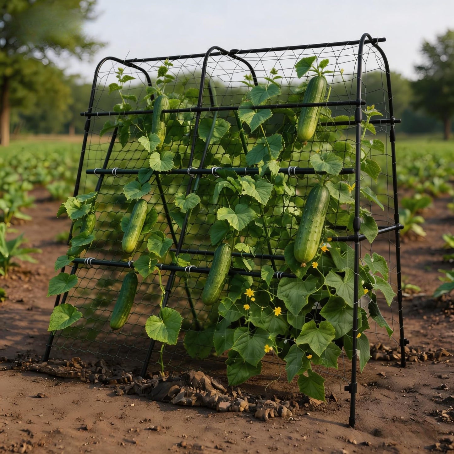 5.3x5.3FT Garden Arch Trellis for Raised Beds, Heavy Duty u-Shaped Plant Support for Climbing Vegetables, Fruits & Vines, Outdoor Rust-Resistant Metal Trellis for Vertical Growing, Black
