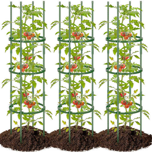POILKMNI 3 Pack Tomato Cage for Garden - 59'' Tall Plant Support Heavy-Duty Tomato Trellis, Adjustable Garden Trellis for Climbing Plants Vines Vegetables Flowers Cucumber Peony Plant Cage