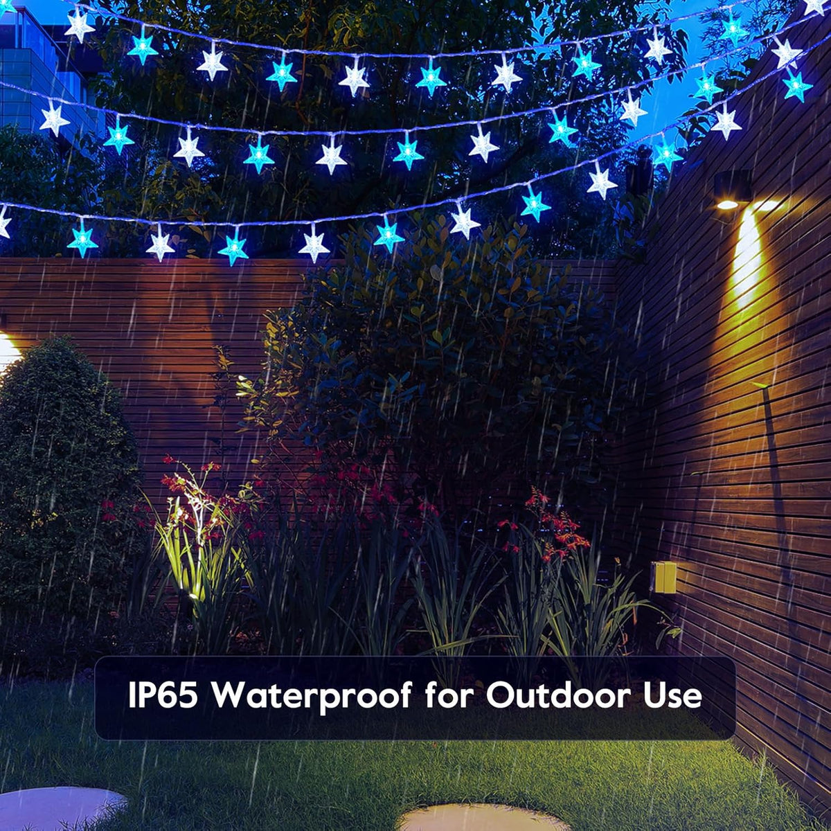 Minetom 33 ft Blue and White Star String Lights - 100 LED Fairy Lights with Remote, Timer & 8 Modes