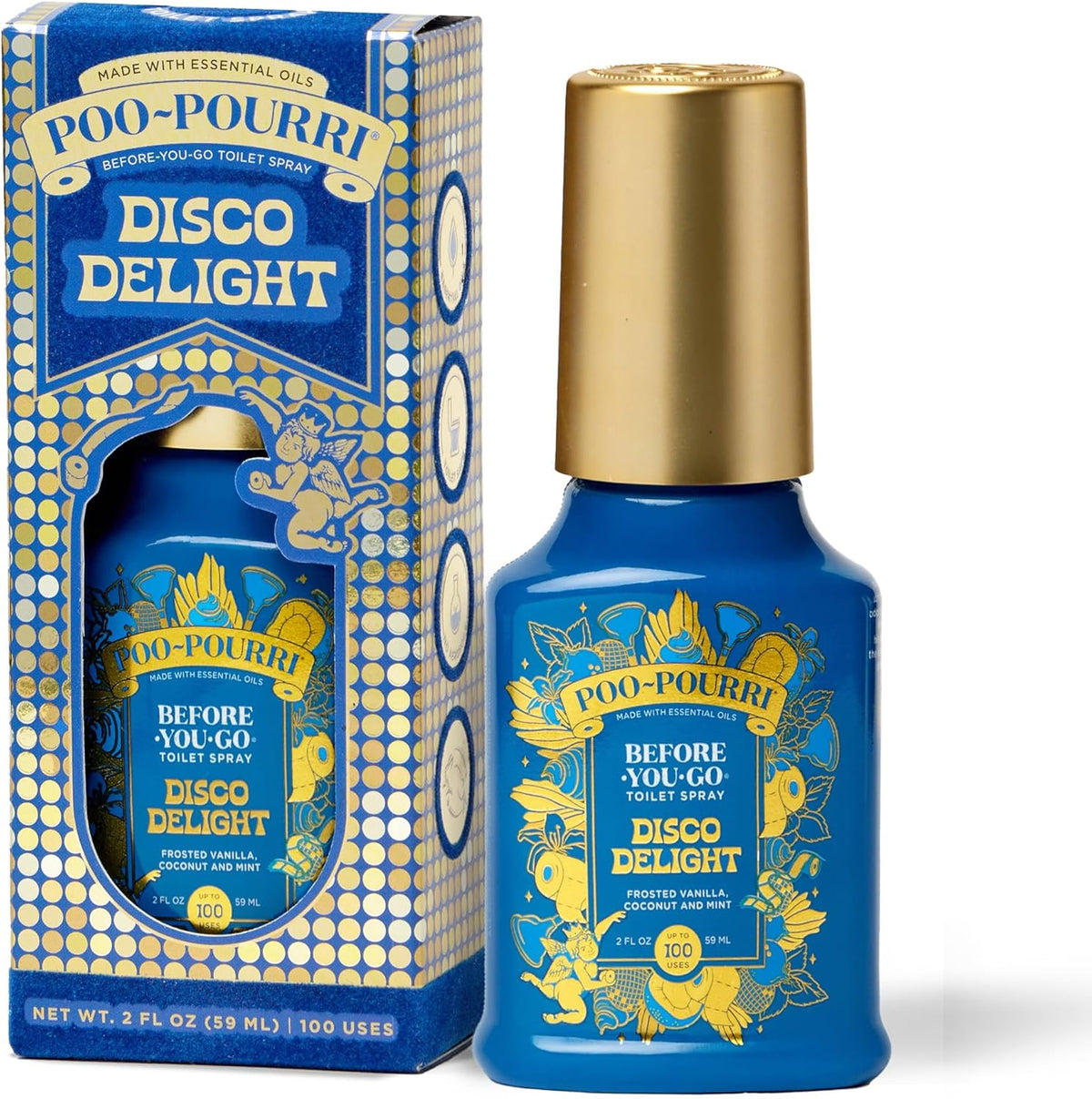 Poo-Pourri Before-You-Go Toilet Spray - Disco Delight, 2 Fl Oz | Frosted Vanilla, Coconut & Mint