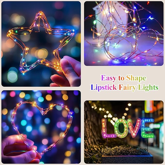 Lakumu Multicolor Fairy Lights Battery Operated, Twinkle Lights with Timer, Mini LED String Lights for Bedroom, Christmas Decorations, Wedding, Centerpiece Table Decor (5M/16FT Multicolor)