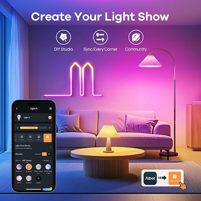 OREiN Matter Smart Light Bulb, Smart Light Bulbs Work with Apple Home, Alexa, Google Home, SmartThings, A19 Color Changing Light Bulbs 2.4Ghz WiFi, 800 Lumens Equivalent 60W 2Pack
