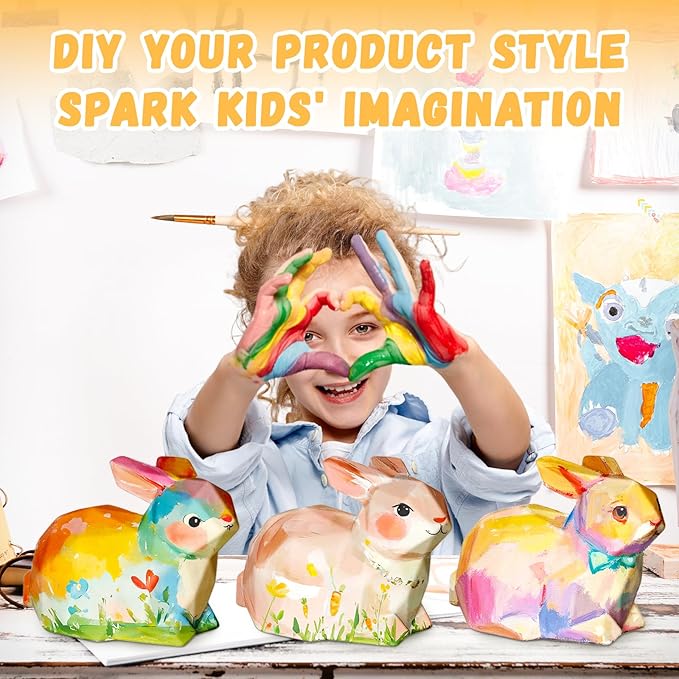 Paint Your Own Bunny Lamp Kit, Arts and Crafts for Kids Ages 8-12, Art Supplies Painting kit for Kids 6-12, Bunny Crafts Night Light, Birthday Easter Party Holiday Gift for Girls Boys Ages 3 4 5 6 7+
