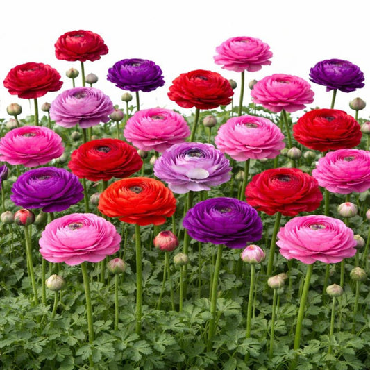 Easy to Grow Ranunculus Berry Romance Collection 30 Plant Bulbs - Spring Pink Purple & Red Tecolote Buttercup Blooms in Sun, Carlsbad Flower Fields, Good for Cutting