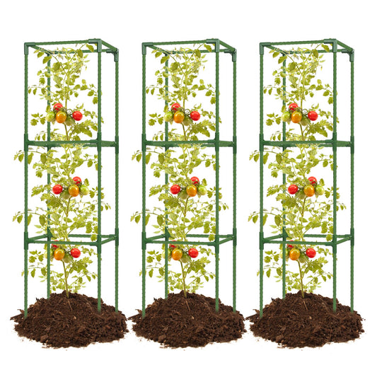 joyhalo 3 Pack Tomato Cage for Garden, 47 Inch Heavy-Duty Tomato Trellis, Height Adjustable Garden Trellis for Climbing Plants Vegetables Flowers Cucumber Peony