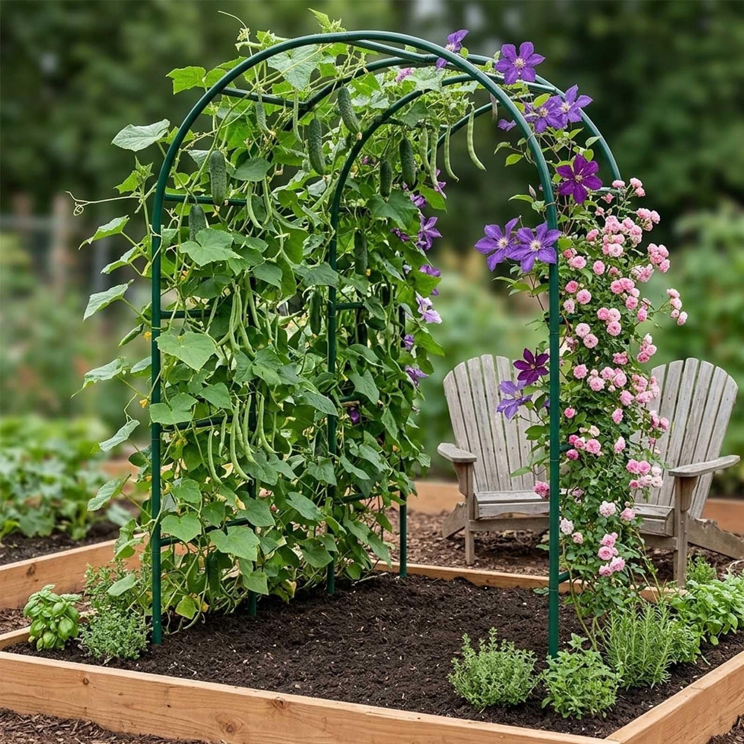 Garden Arch Trellis for Climbing Plants, Metal Outdoor Archway Arbor Stand Frame for Wedding Ceremony, Backyard Raised Bed Cucumber Vines, Floral Decorations 4.6ft 7.8ft 11ft(White,W7.87ft*H7.22ft)