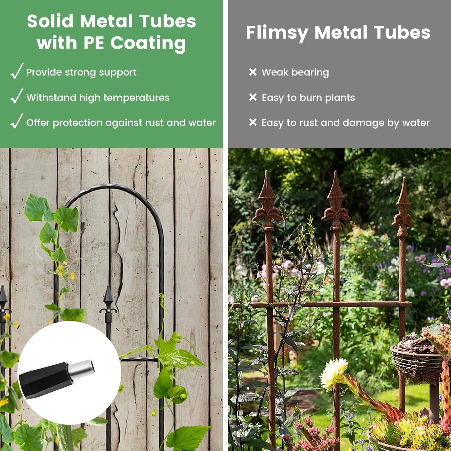 Byroce Garden Trellis for Climbing Plants Outdoor, 73” Garden Arch Trellis with Non-Rust Metal Pipes, Decorative Cucumber Trellis Climbing Support for Various Vegetables & Flowers Vine in Yard, Lawn
