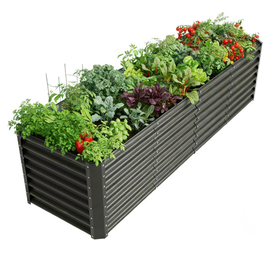 Kinddeer 8x2x2ft Raised Garden Bed Kit, Galvanized Planter Garden Boxes Outdoor, Metal Raised Garden Beds for Vegetables,Fruits, Flower,Black