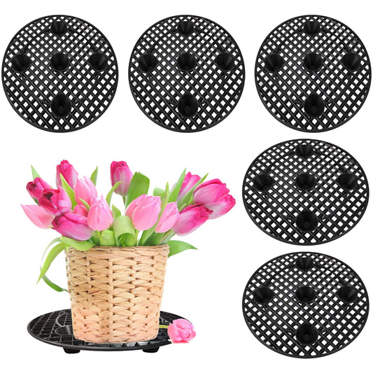 6 Pcs Big Plant Level Pot Elevator 12 Inch Heavy Duty Plant Stands with Saucer for Avoiding Rot on Patio Deck, Plastic Round Planter Pots Elevator for Indoor Outdoor Garden Deck Floor Protector