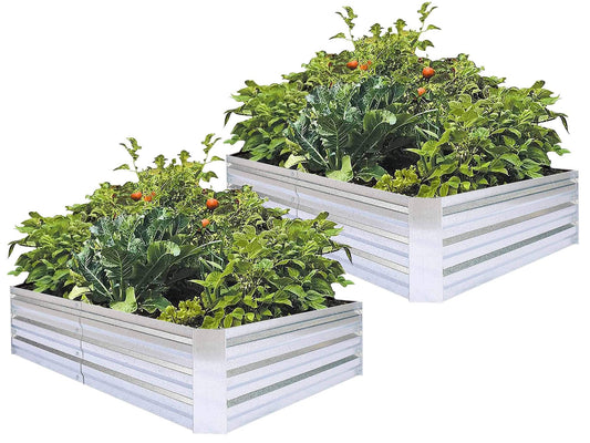 FOYUEE Galvanized Raised Garden Beds 2-Pack (6x3x1ft Each) – Popular Heavy-Duty Metal Planter Box with 4 Support Bars for Vegetables, Herbs, Flowers, Space-Saving Size for Small Yards & Patios