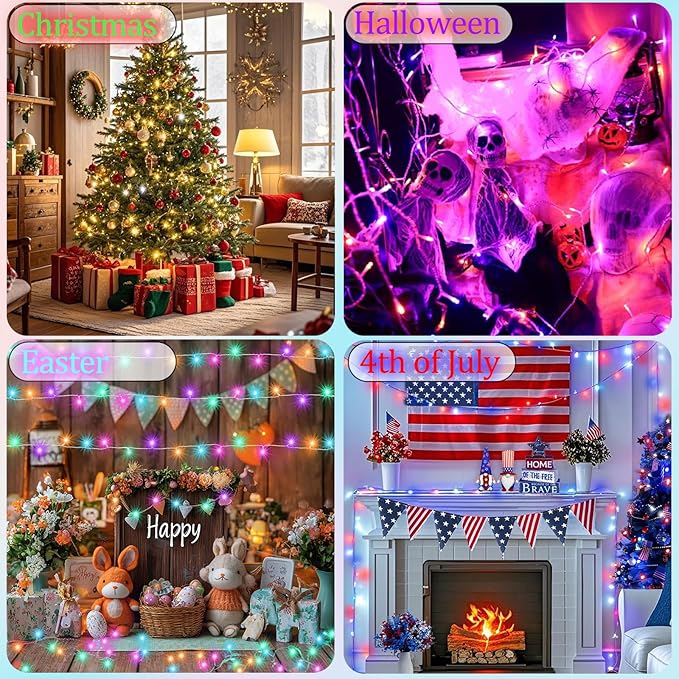 Color Changing Christmas Lights, 200 LED 35 Colors String Lights Indoor Outdoor with Remote, Waterproof Connectable Twinkle Lights Plug in for Xmas Tree Party Easter Valentine's Wedding Room Decor