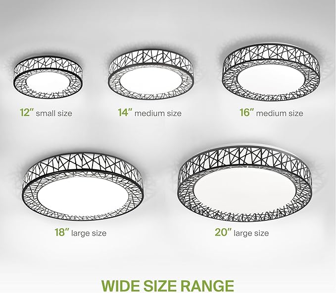 ASD 12 Inch LED Flush Mount Ceiling Light Fixture for Bedroom, 20W 1113LM 5CCT 2700K-5000K, Triac Dimmable Lights, Dining, Living Room, Kitchen Lamps, Modern Home Lighting Fixtures, Black, ETL, 4 Pack