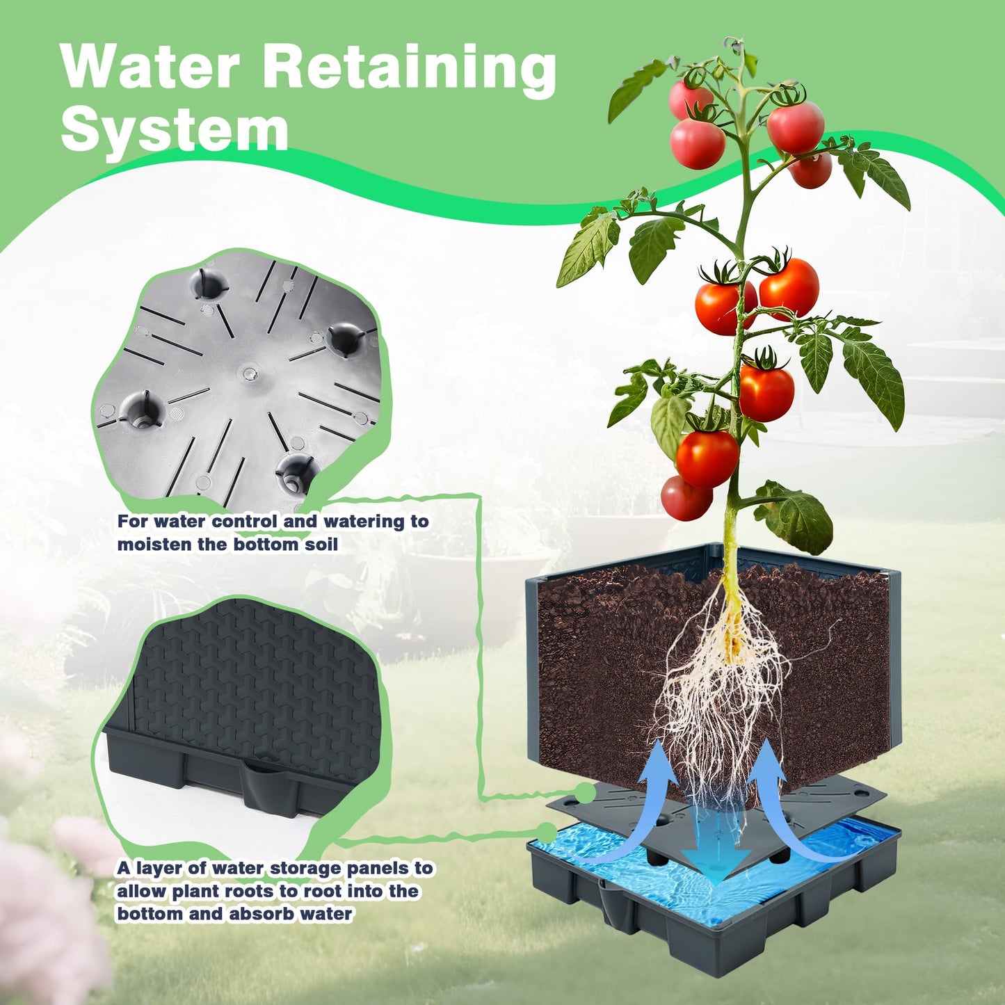 Sumloty Raised Garden Bed Planter Box, 2 Pack 56" Self-Watering Tomato Planter with Trellis for Climbing Vegetables Plants Grape Fruit Flowers,Use for Indoor Outdoor Garden Patio