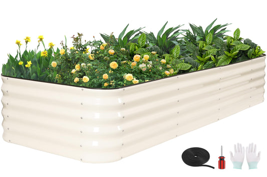 GoCampDriect 6IN1 Raised Garden Bed - 8x3x1.4ft Galvanized Raised Garden Boxes Outdoor Corrosion Resistant | Variable Shape 9x2x1.4ft Metal Raised Garden Beds for Planting Vegetable, Fruits,Flower
