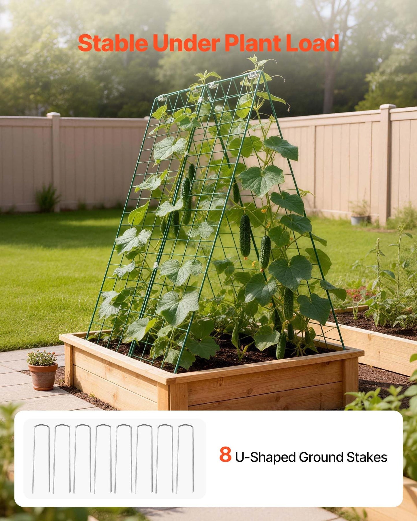 VEVOR Cucumber Trellis, 46" x 34" Foldable A-Frame Garden Trellises for Raised Bed, 4 Panels, Metal Rustproof Outdoor Climbing Plant Support with 2 Plant Bags for Vine, Peas, Beans, Tomato, Flowers