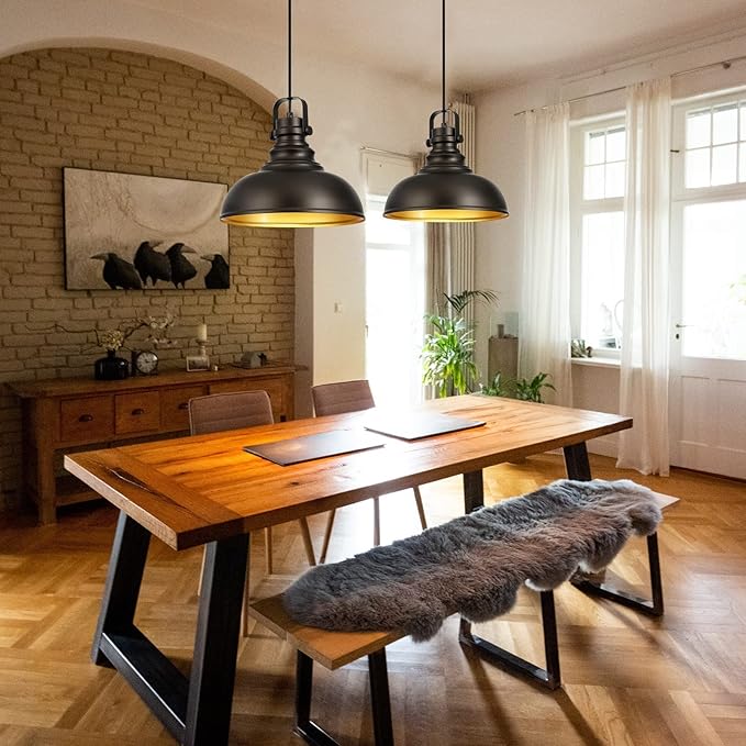 3 Packs Farmhouse Pendant Lights Kitchen Island Adjustable Pendant Light Fixtures Rustic Industrial Hanging Lamp,Oil Rubbed Bronze