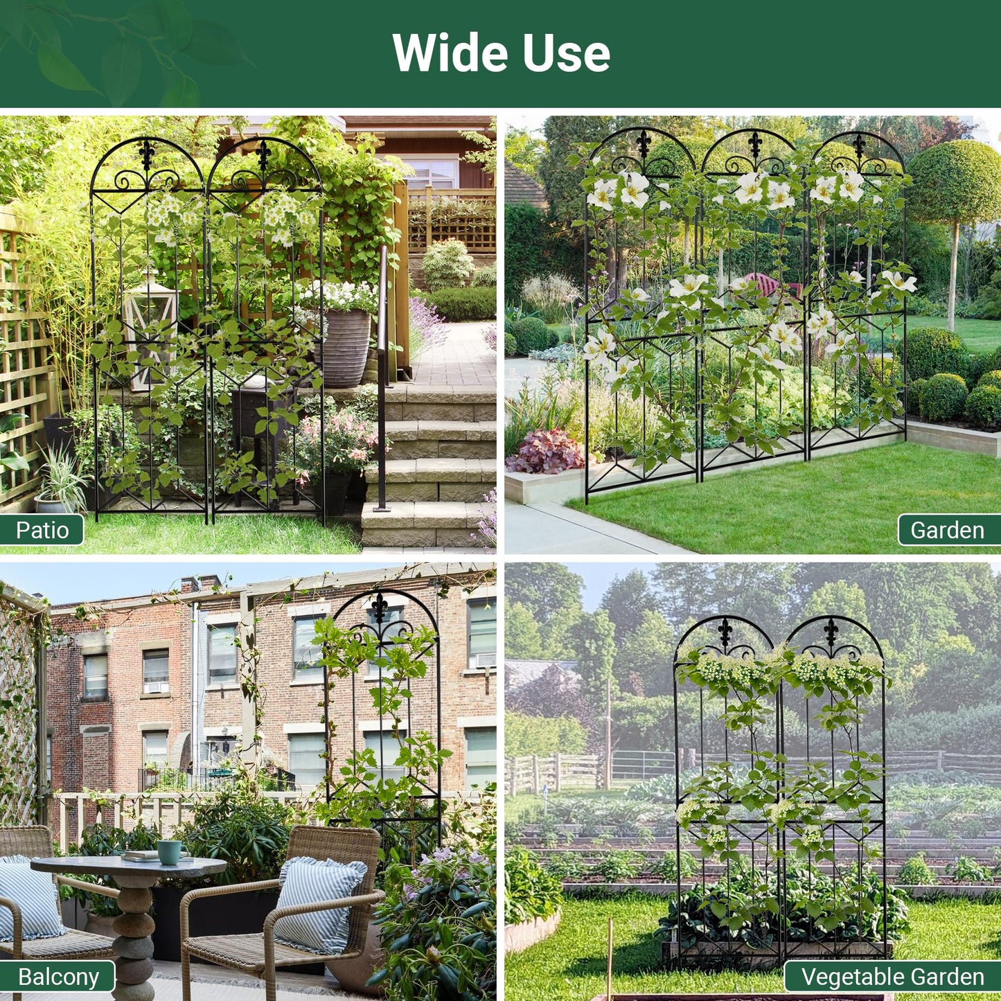 Toriexon Metal Trellis Outdoor 70.8" x 19.5", Trellis for Climbing Plants Outdoor, Rustproof Metal Garden Trellis for Vine Cucumbers, Vegetables, Flower Support