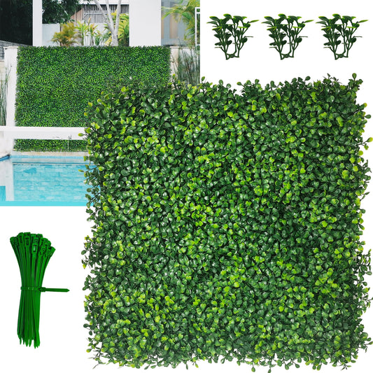 DOPGIB Artificial Grass Wall Panel,10"x 10"(12P) 4-Layer Leaf UV-Anti Greenery Faux Boxwood for Indoor,Outdoor Patio Balcony Privacy & Ivy Fence Covering Privacy, Garden, Backyard Wall Backdrop Decor