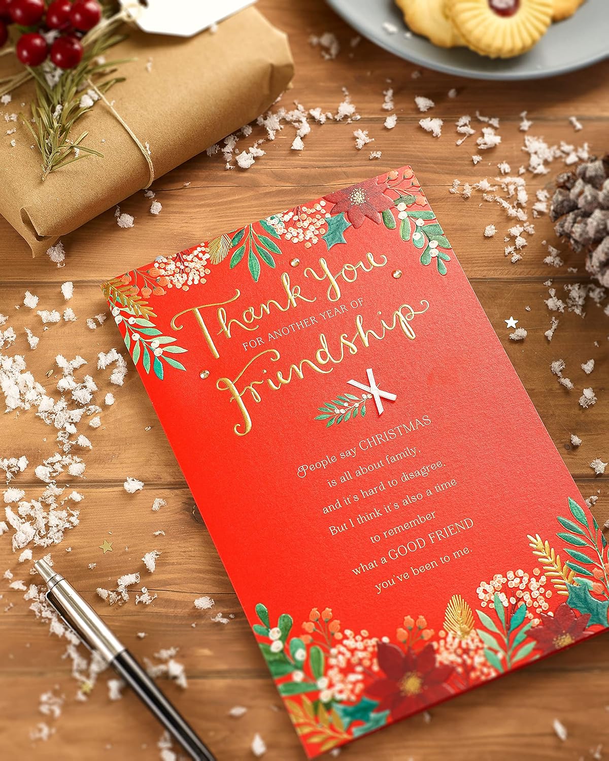 UK Greetings Friendship Christmas Card - Heartwarming Holiday Wishes - Multi-Color Design