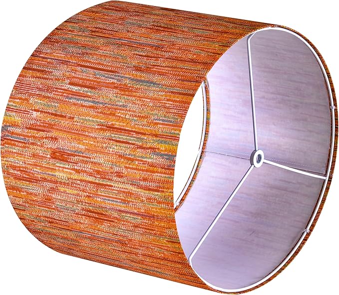 GO&SO 1 Pack Stripe Drum Lamp Shade Chroma Multi-Red- 13"x13"x10" (Spider) - Bohemia Style Replacement Lampshade for Table, Floor & Bedside Lamps -Handcrafted Natural Fabric Lamp Shade -Easy Assembly
