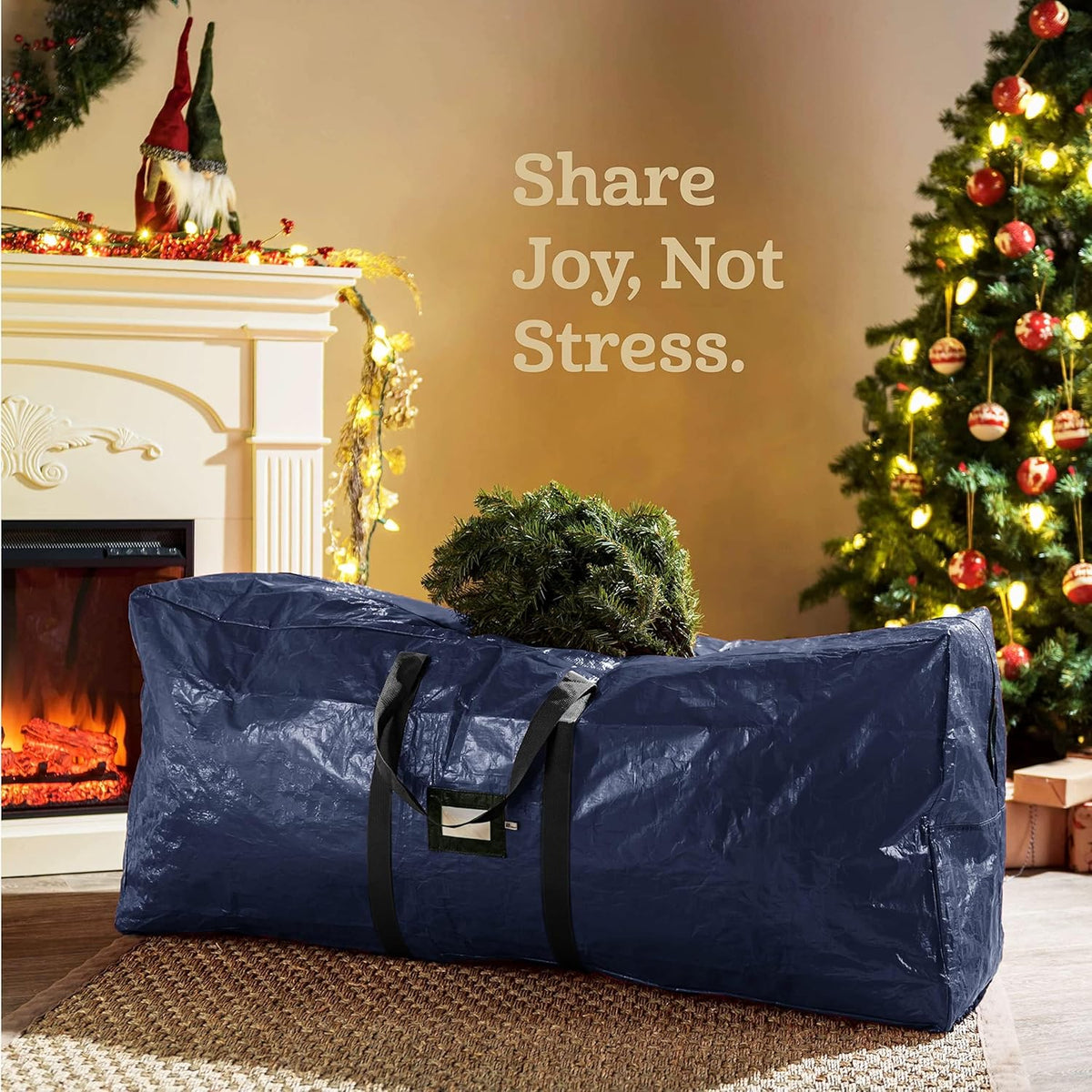 Zober Christmas Tree Storage Bag - Waterproof & Durable for 7.5 Ft Artificial Trees - Navy Blue