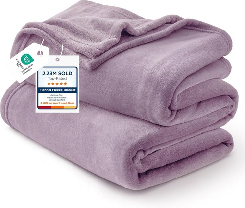 Bedsure GentleSoft Fleece Blanket - King Size Fog Purple Plush Microfiber, 108x90 Inches for Cozy Comfort