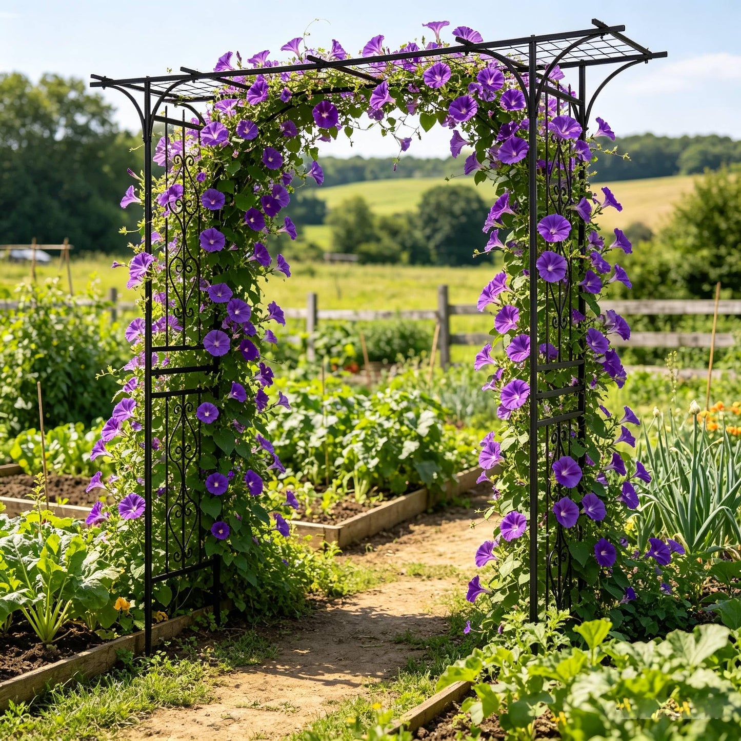 NAICKUC Garden Arch Trellis for Climbing Plants Outdoor, Wedding Arch Backdrop Stand, 7.1ft Metal Arched Framework for Weddings, Birthday Parties, Garden Arbor, Photography Studio Backdrops