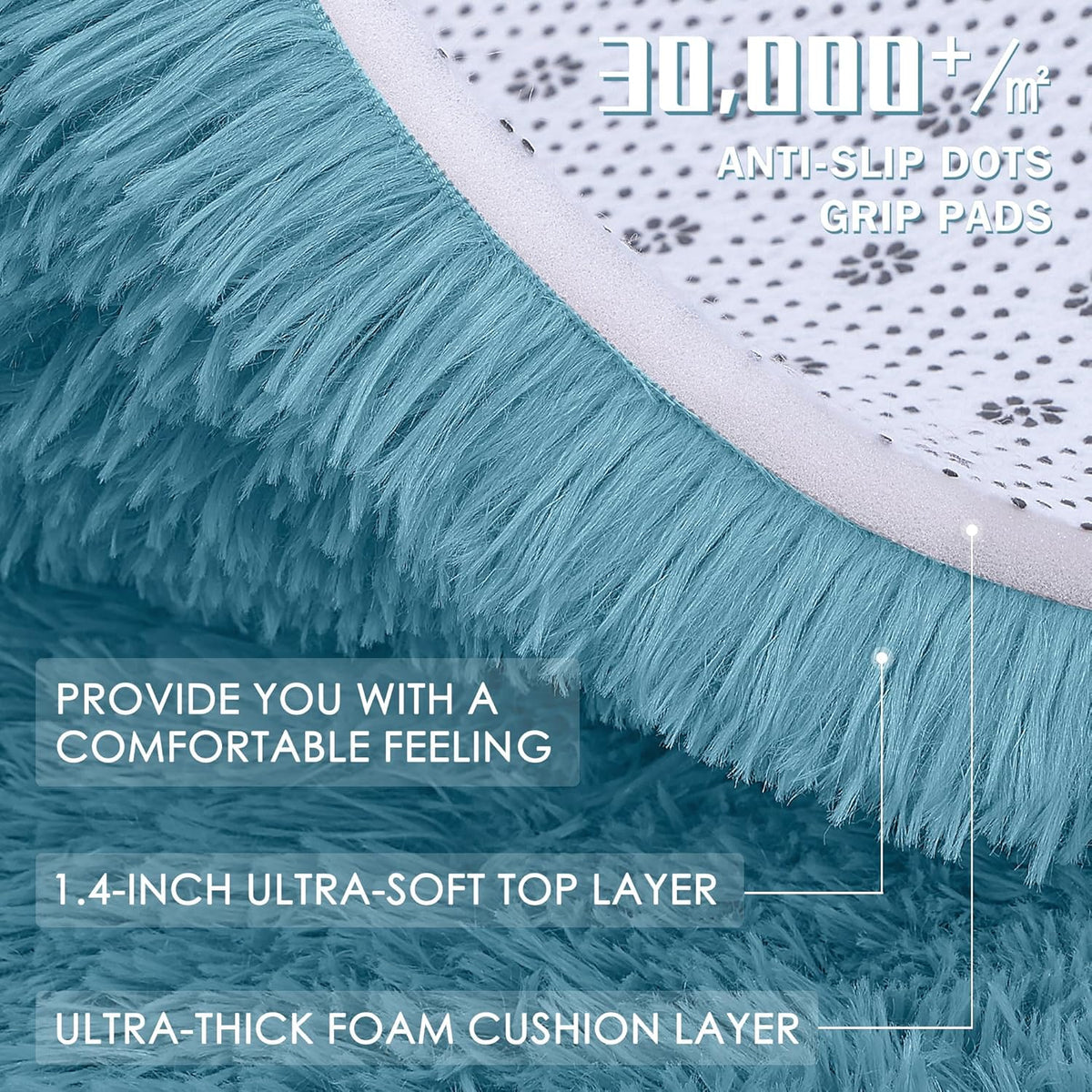 OLANLY Large Area Rug - Soft Fluffy Shaggy Carpet for Living Room & Bedroom | 6x9 Slate Blue