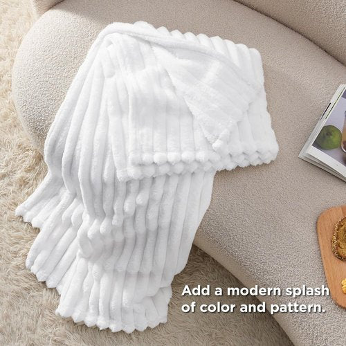 Bedsure GentleSoft Twin XL Blanket - Cozy White Fleece Throw for Women | Perfect Birthday Gift, 66x90 Inches