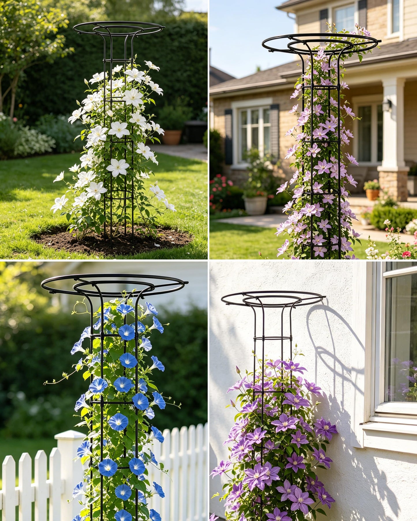 Garden Trellis for Climbing Plants - 71-Inch Adjustable Metal Plant Trellis for Indoor & Outdoor Potted Plants, Heavy Duty Trellis for Hoya, Roses, Vines