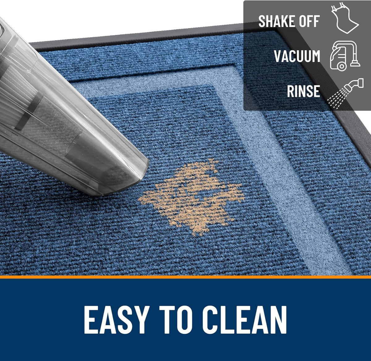 OLANLY Indoor Outdoor Front Door Mat - Waterproof All-Weather Doormat, Easy Clean, 29.5x17, Light Blue