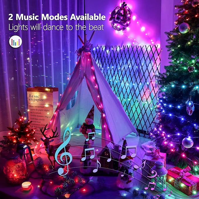BrizLabs Fairy String Lights, 33ft 100 LED Color Changing Pastel Fairy Lights with Remote Timer, USB Easter Starry Light Music Sync RGB Twinkle Light for Xmas Halloween Easter Party Wedding Decor