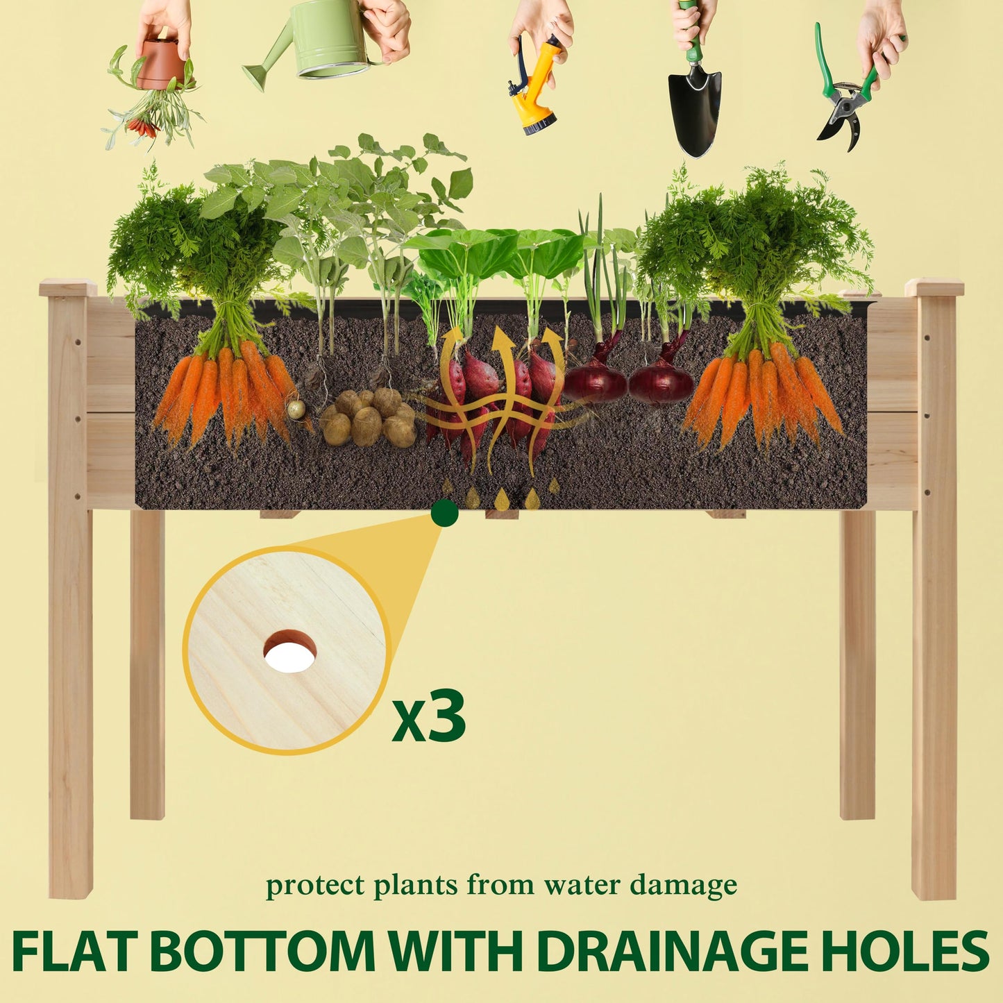 BlueWish 48"W x 24"D x 30"H Raised Garden Bed, Cedar Garden Bed with Detachable Black Liner, Drainage Holes, Raised Garden Beds Outdoor 330 lbs Capacity, Raised Beds for Gardening, Vegetable, Flower