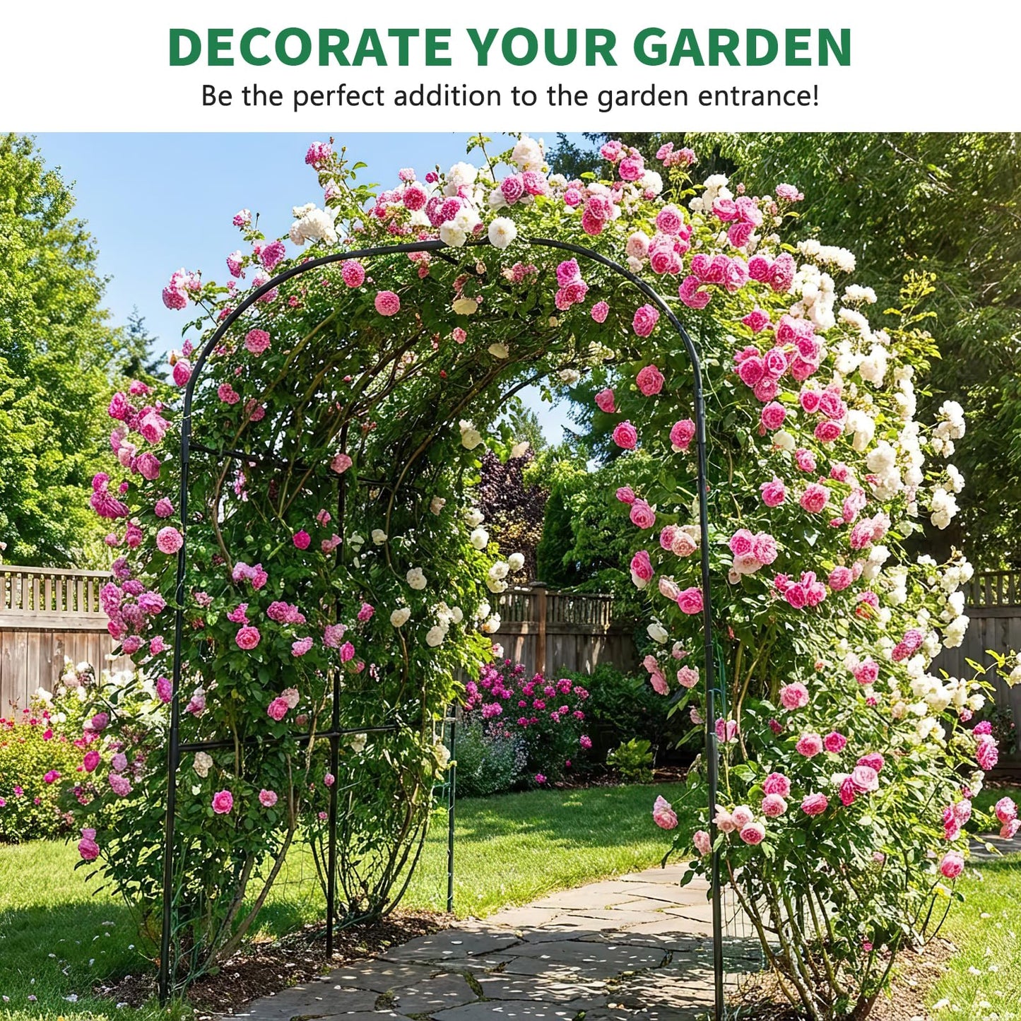 SUNYRISY Garden Arch Trellis for Climbing Plants Outdoor, 83in Tall Plant Support Arbor Trellis for Yard Garden Raised Bed Planting Vine Cucumber Flowers Fruit Vegetables