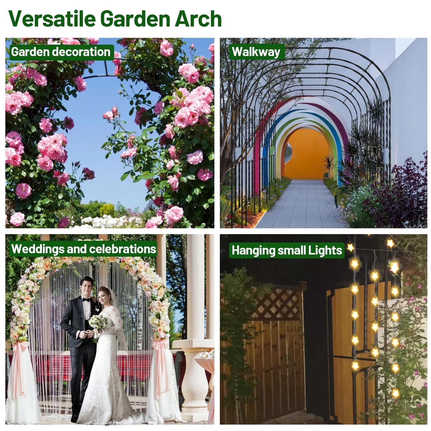 OnlyGarden Garden Arch Trellis, Trellis Arch for Climbing Plants Outdoor, 10.5 x 7.9FT Metal Full Garden Arbor, Trellises for Patio Lawn Backyard, Large Garden Archway Decoration Black 126" x 94.5in