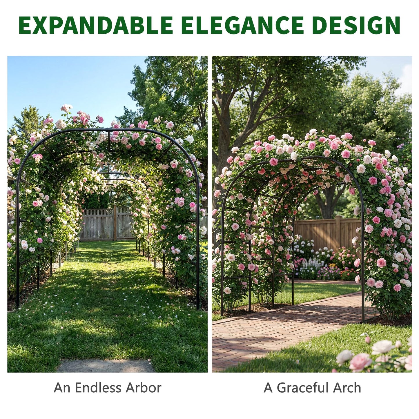 Tall Garden Arch Trellis for Climbing Plants, 88in Tall Metal Plant Support Trellis Archway for Climbing Plant Vegetables Cucumber, Outdoor Yard Lawn Garden Arch Tunnel Trellis