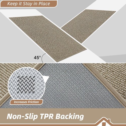 BEQHAUSE Dirt Trapper Door Mat - Non-Slip, Washable Entryway Rug | 17"x30", Light Beige, Low Profile