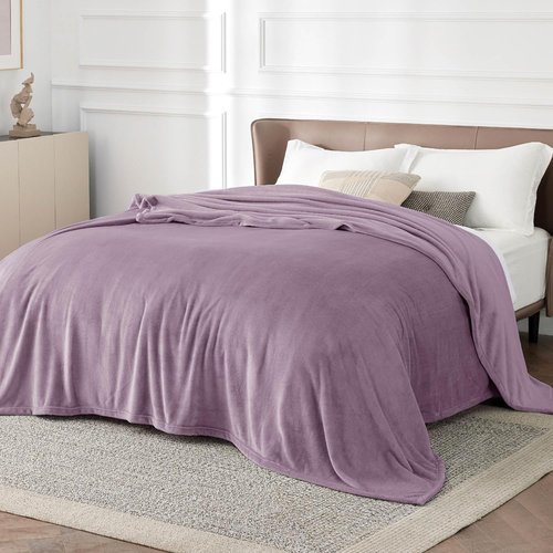 Bedsure GentleSoft Fleece Blanket - King Size Fog Purple Plush Microfiber, 108x90 Inches for Cozy Comfort