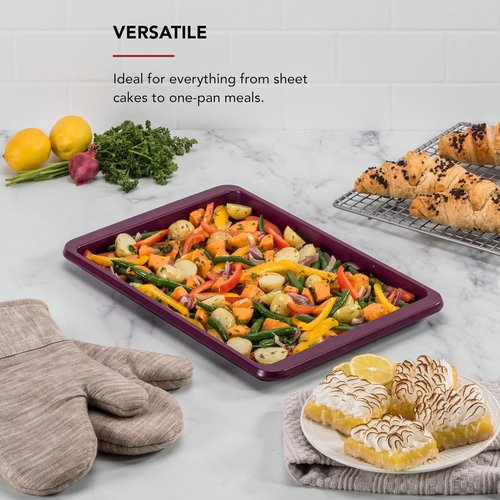 KitchenAid Nonstick Baking Sheet - 10x15in Aluminized Steel for Perfectly Baked Goods | Beetroot Color