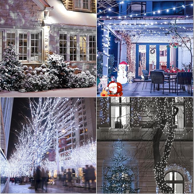LAMPHOME 66ft Christmas Decorative Mini Lights,200 LED Transparent Wire Fairy Starry String Lights Plug in, 16 Lighting Modes, for Indoor Outdoor Xmas Tree Wedding Party Decoration (White)
