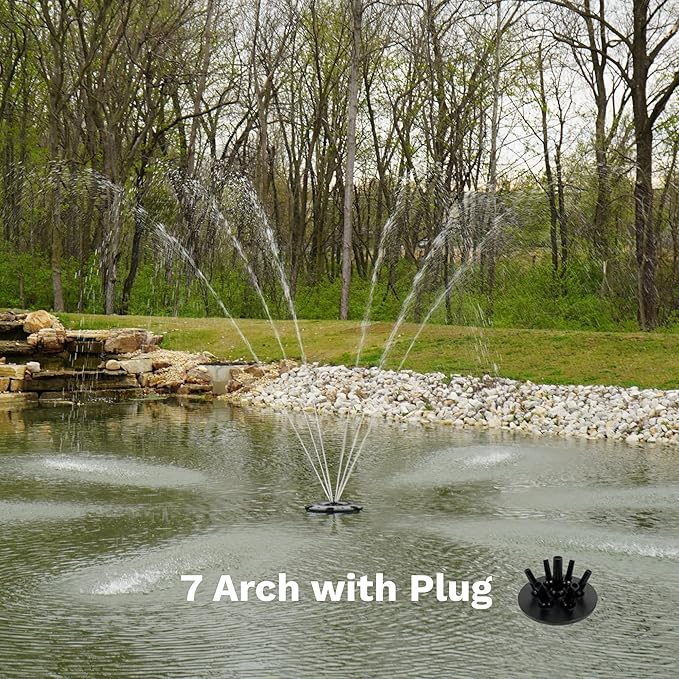 HALF OFF PONDS Floating Fountain, 1.75 HP Pond Aerator, 200 ft Cord, 14,800 GPH Water Pump, 11 Spray Patterns, Color-Changing LED Lights & Control Box, for Large Ponds, Lakes & Water Gardens