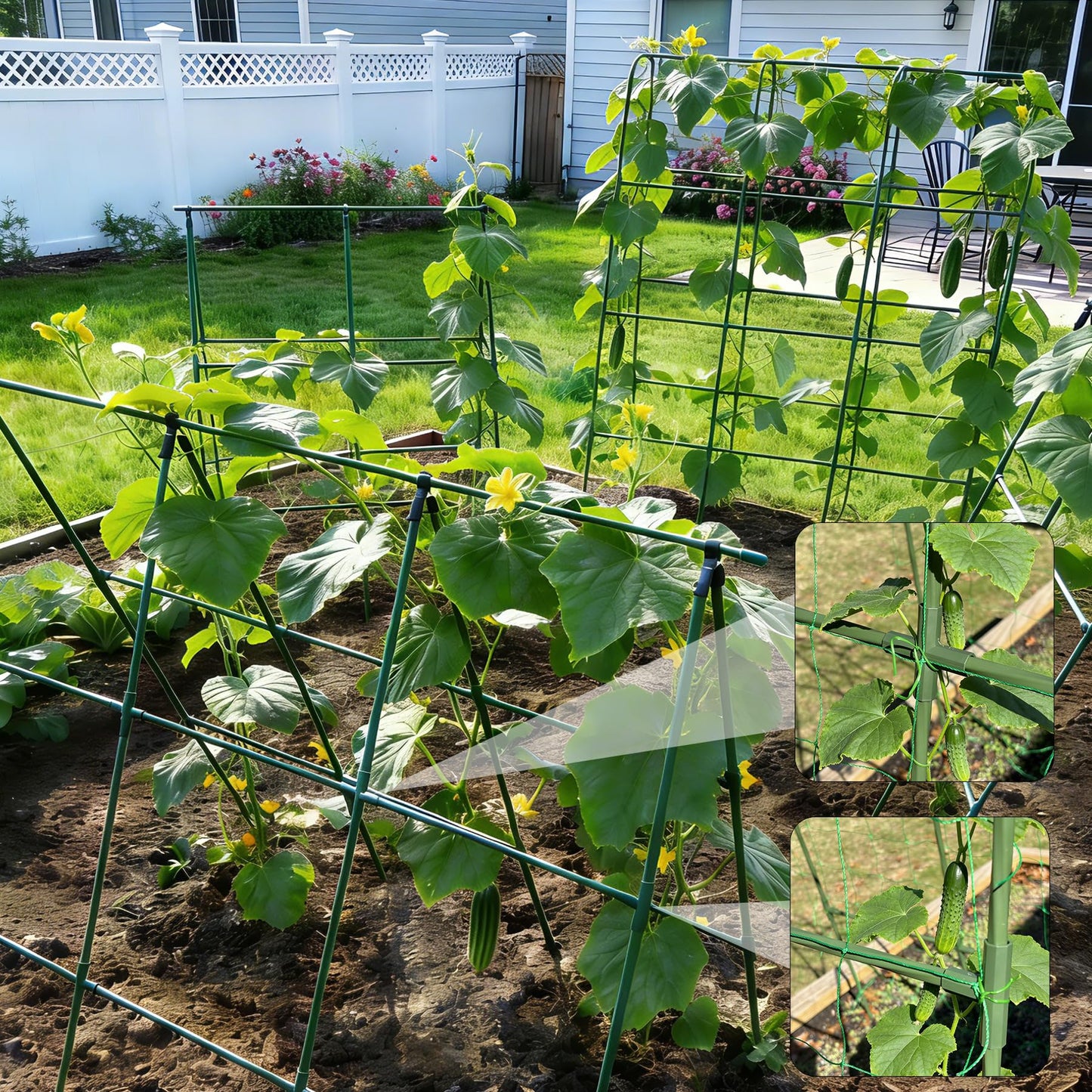 Miory Cucumber Trellis, 32"x48" 2 Pack A-Frame Trellis for Raised Bed, Garden Trellis for Climbing Plants Outdoor, Plant Support for Vegetables Vines