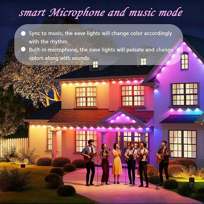 Permanent Outdoor Lights,Smart RGB Outdoor Lights with Remote APP Control,54ft with 36 LED(5v) IP67 Waterproof Outside Light for House for Holiday, Party, Daily(unconnectable)