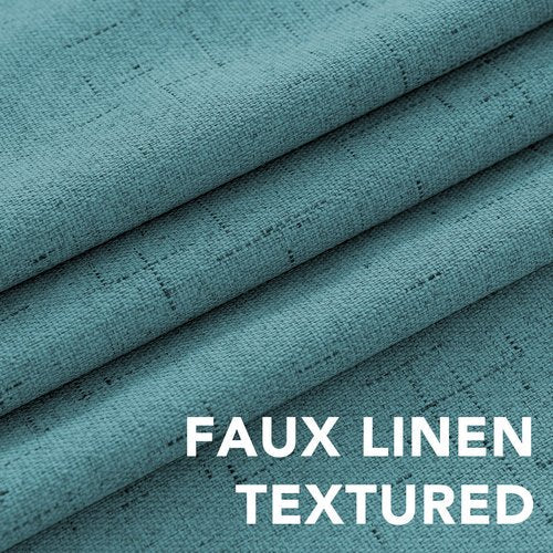 H.VERSAILTEX Linen Blackout Curtains 84 Inches Long 100% Absolutely Blackout Thermal Insulated Textured Linen Look Curtain Draperies Anti-Rust Grommet, Energy Saving with White Liner, 2 Panels, Teal